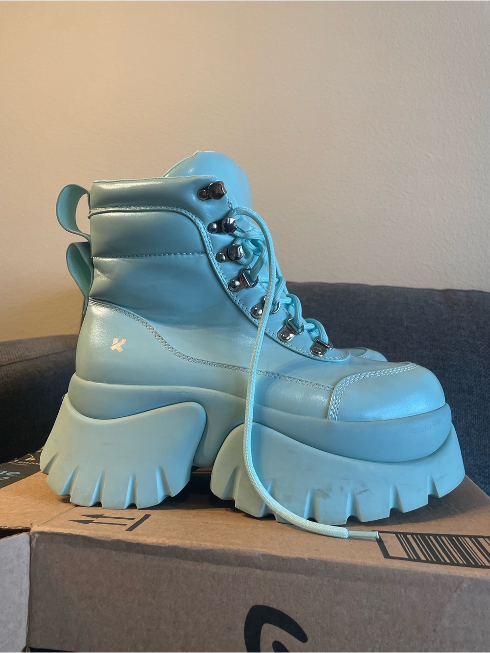 Koi Footwear Chunky Platform Women's Boots - Light Blue